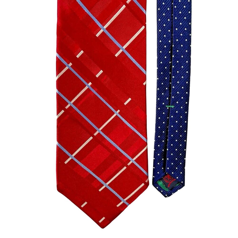 Tommy Hilfiger Necktie Neck Tie Red Blue & White Stripes 58-1/2" Long 3-1/4" W